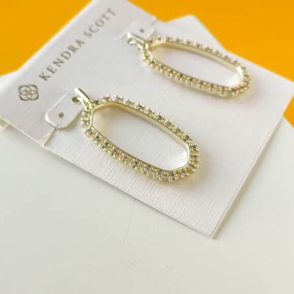 Elle Open Frame Crystal Gold Drop Earrings by Kendra Scott - Picture 2 of 3